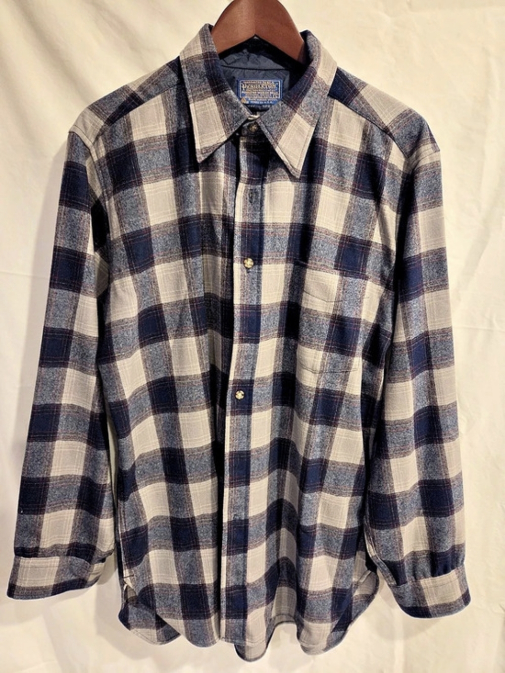 Pendleton Board Shirt Plaid Wool Shirt Size Large